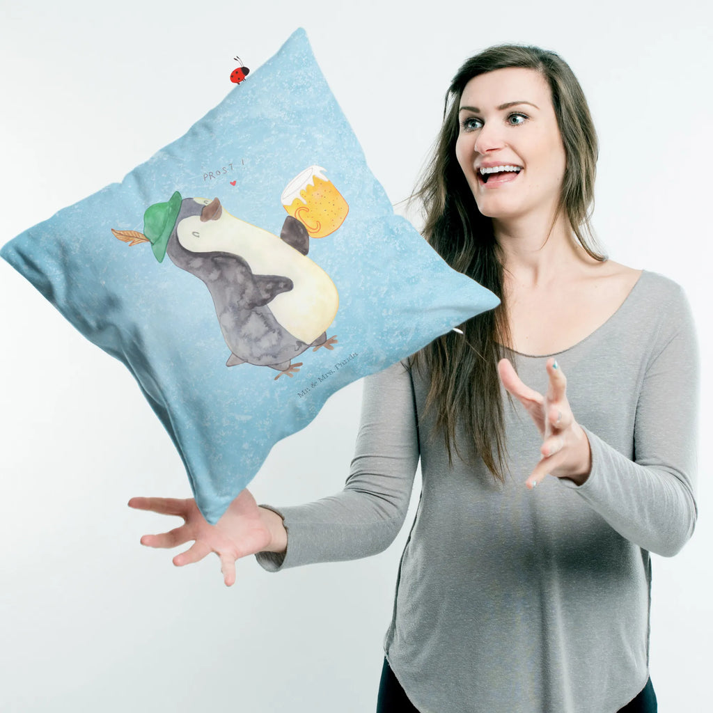 Cushion Penguin Beer sofa, 40x40, bed, pad, Pillow, 40 x 40, cushion, settee, soft, bedroom, couch, pillow case, pillows, fluffy, Penguin, North Pole, Winter, Penguins, beer, Oktoberfest, penguins