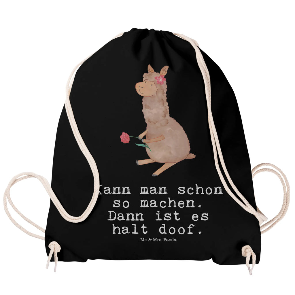 Drawstring bag alpaca flower sports bag, hipster, carrier bag, gym bag, jute bag, bag, alpaca, llama, pako, camel, Peru, animal, favourite animal, flower, Alpaca, llamas