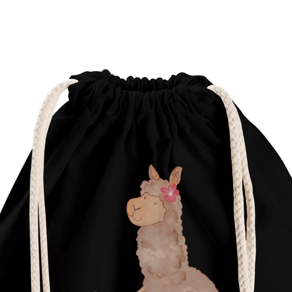 Drawstring bag alpaca flower sports bag, hipster, carrier bag, gym bag, jute bag, bag, alpaca, llama, pako, camel, Peru, animal, favourite animal, flower, Alpaca, llamas