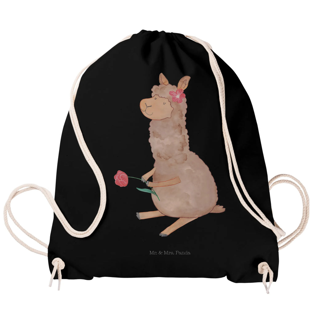 Drawstring bag alpaca flower sports bag, hipster, carrier bag, gym bag, jute bag, bag, alpaca, llama, pako, camel, Peru, animal, favourite animal, flower, Alpaca, llamas