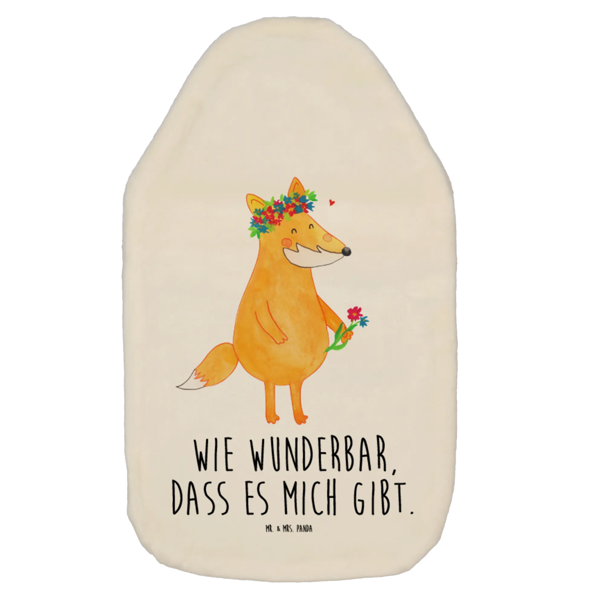 Hot water bottle Fox Flower animal lover, foxes, forest wildlife, clever as a fox, self-love, proof of love, flower girl, fox girl, girlfriends, flower, joy, flowers, girlfriend, me