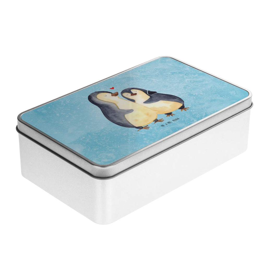 Metal tin Penguin embrace storage box, lunch box, cookie tin, aluminium tin, metal box, container, lock-up box, tin box, Tin can, storage tin, tins, Penguin, North Pole, Winter, Penguins, wedding, love gift, anniversary, lovers, wedding gift, love, wedding day, penguin, proof of love, engagement
