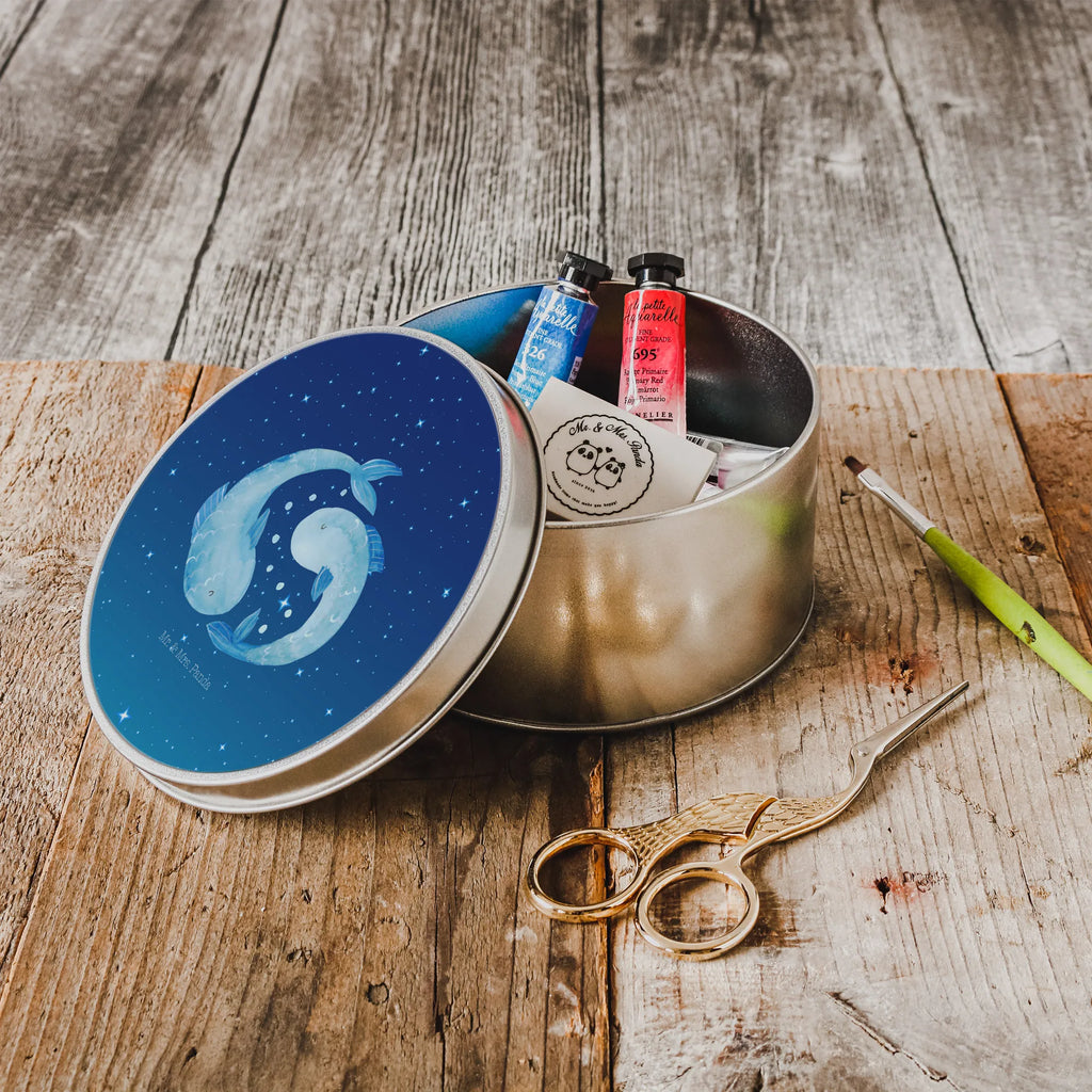 okrągła puszka z blachy znak zodiaku Ryby Znak zodiaku, gwiazdozbiór, horoskop, astrologia, ascendent