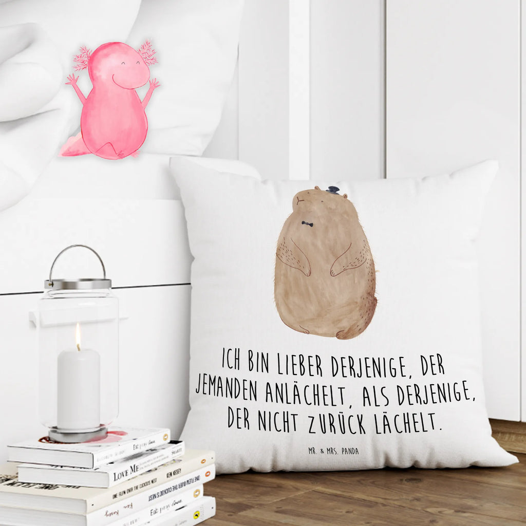 Cushion Groundhog bed, Pillow, sofa, soft, settee, cushion, 40x40, fluffy, couch, pillow case, 40 x 40, pillows, bedroom, pad, small animals, cute, funny, cute animal motives, hand drawn, small world, funny sayings, good mood, happy, gifts, gift ideas, special gifts, animal lover, card, etiquette, friendliness, decency, cheerfulness, Groundhog, respect