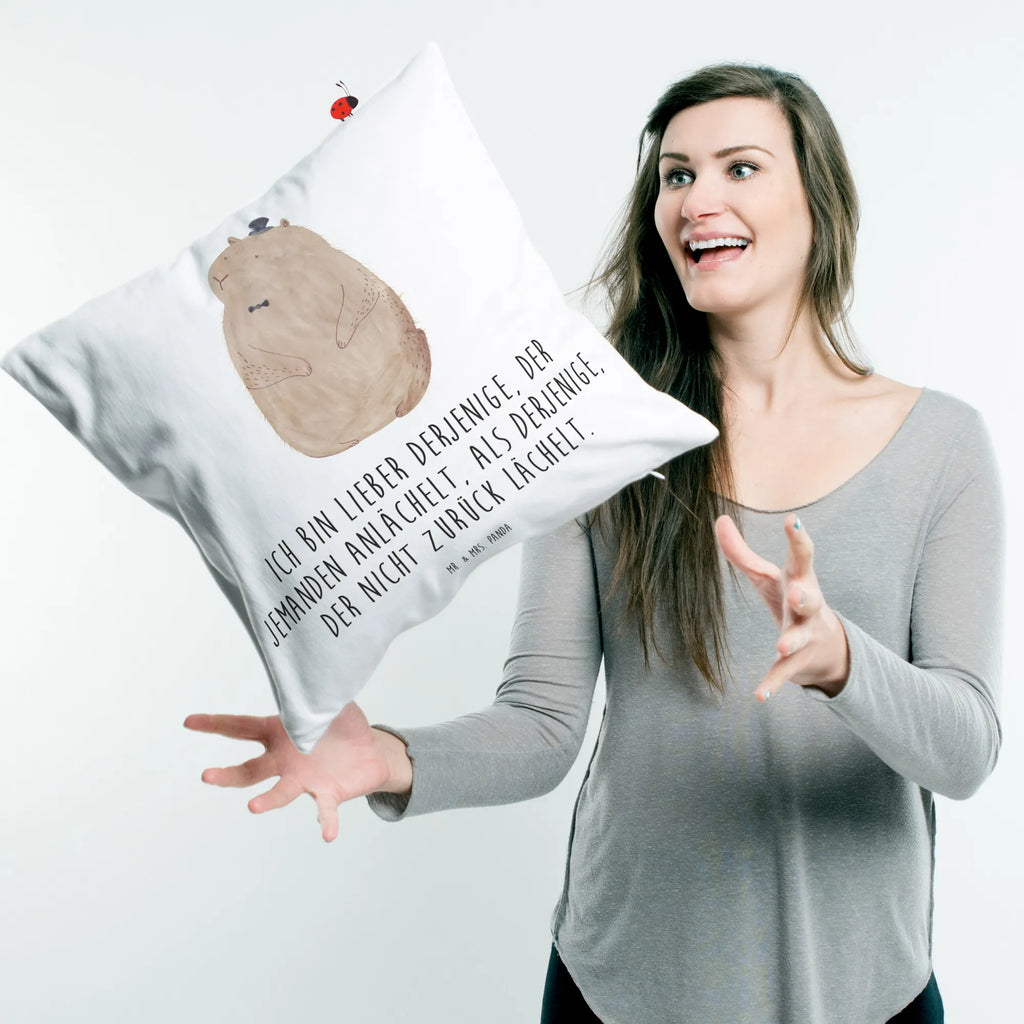 Cushion Groundhog bed, Pillow, sofa, soft, settee, cushion, 40x40, fluffy, couch, pillow case, 40 x 40, pillows, bedroom, pad, small animals, cute, funny, cute animal motives, hand drawn, small world, funny sayings, good mood, happy, gifts, gift ideas, special gifts, animal lover, card, etiquette, friendliness, decency, cheerfulness, Groundhog, respect