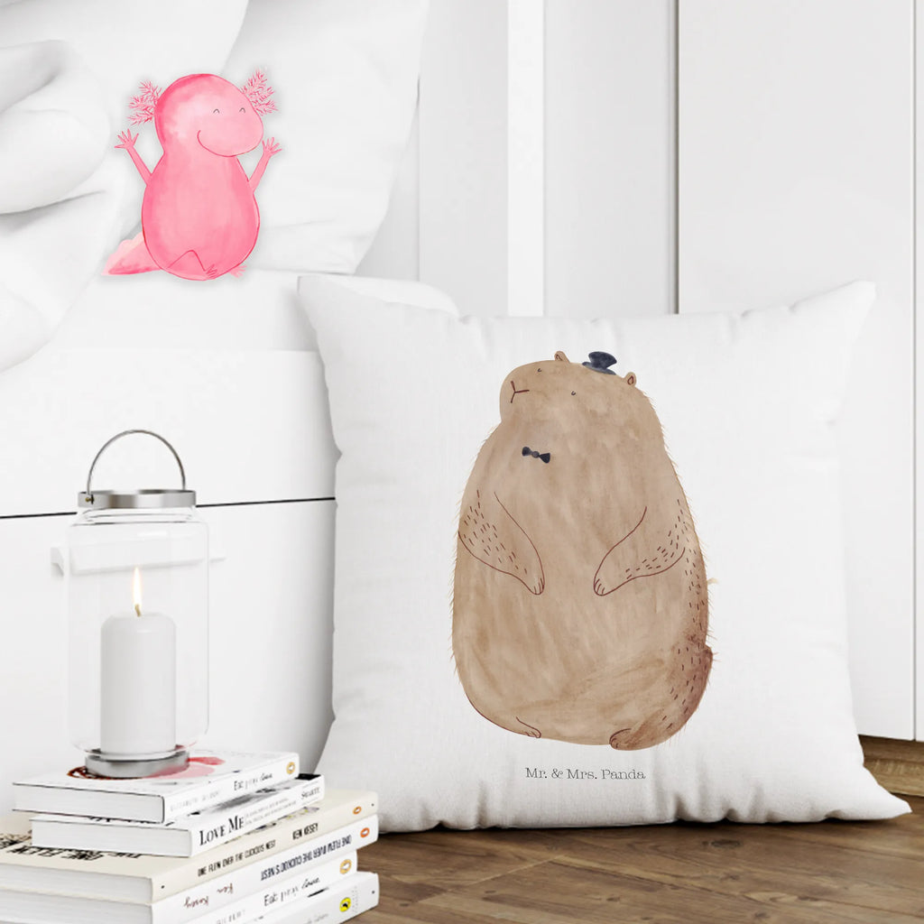 Cushion Groundhog bed, Pillow, sofa, soft, settee, cushion, 40x40, fluffy, couch, pillow case, 40 x 40, pillows, bedroom, pad, small animals, cute, funny, cute animal motives, hand drawn, small world, funny sayings, good mood, happy, gifts, gift ideas, special gifts, animal lover, card, etiquette, friendliness, decency, cheerfulness, Groundhog, respect