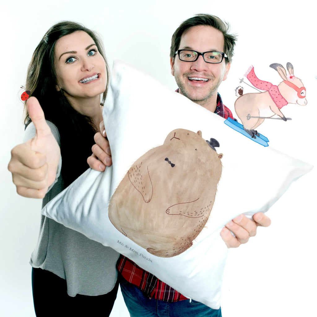 Cushion Groundhog bed, Pillow, sofa, soft, settee, cushion, 40x40, fluffy, couch, pillow case, 40 x 40, pillows, bedroom, pad, small animals, cute, funny, cute animal motives, hand drawn, small world, funny sayings, good mood, happy, gifts, gift ideas, special gifts, animal lover, card, etiquette, friendliness, decency, cheerfulness, Groundhog, respect