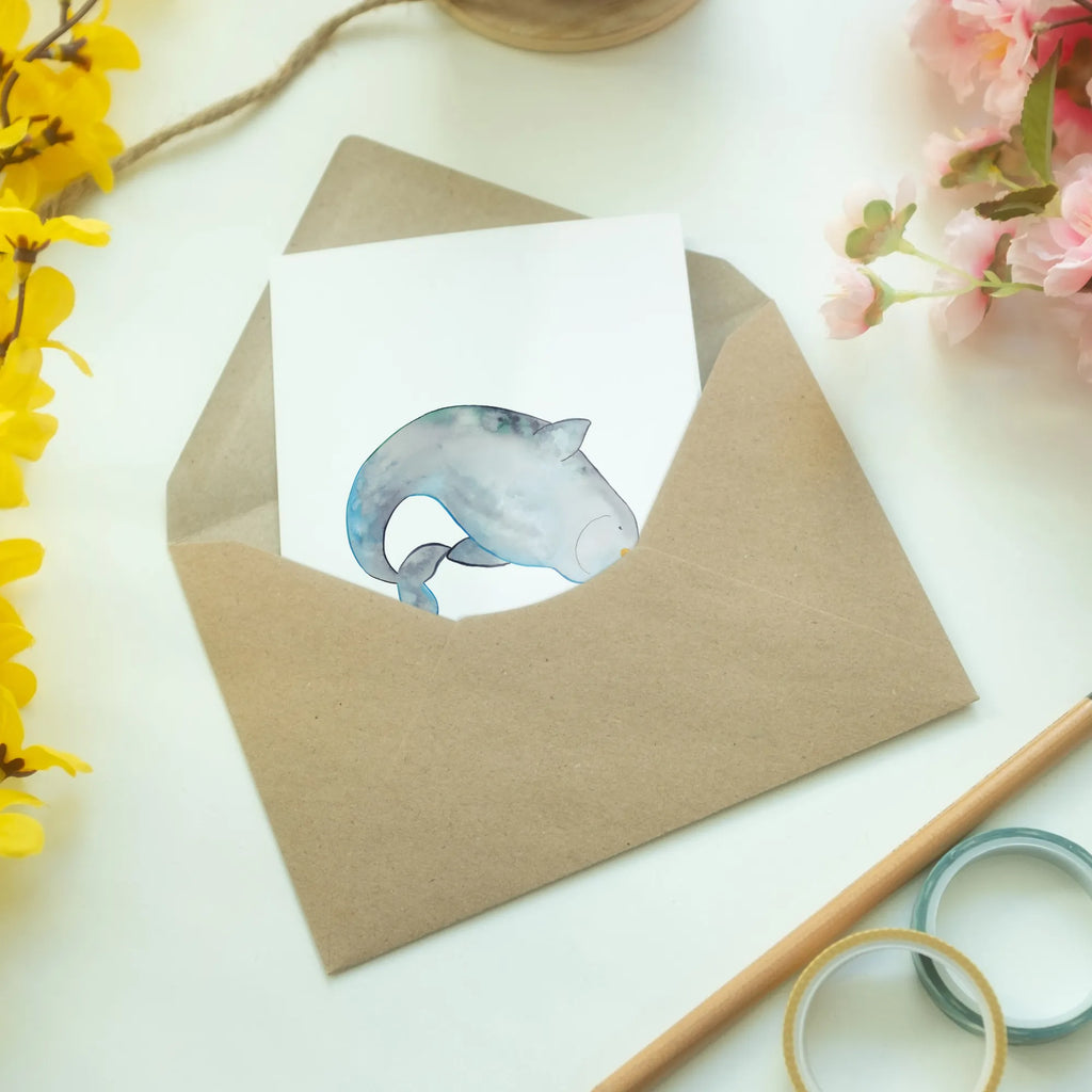 Greetings card Narwhal Ansichtskarten, Hochzeitskarte, Glückwunschkarte, Geburtstagskarte, Klappkarte, Einladungskarte, Karte, Grußkarte, Meerestiere, Meer, Urlaub, Junggesellin, Hausfrau, aufräumen, Wal, Putzen, Kinderzimmer, Narwal