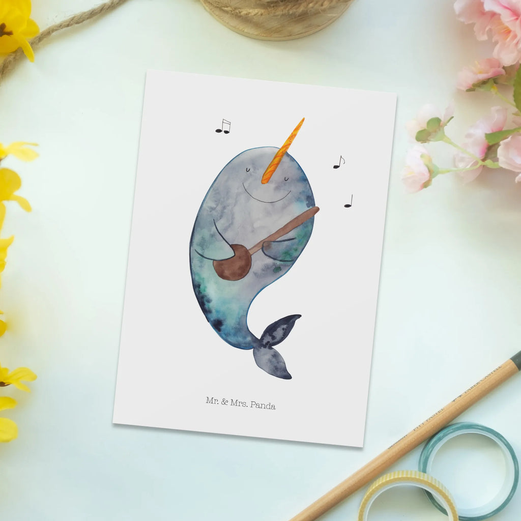 Pocztówka narwal Gitara Ansichtskarte, Postkarte, Motivkarte, einzelkarte, spruchkarte, bildkarte, Postkarten, Kunstkarten, Ansichtskarten, Designkarte, Grußkarte, Fotokarte, kunstkarte, Urlaub, Meerestiere, Meer, Narwal, Problemlösung, Wal, Probleme, Tanzen, Gespräche, Gitarre, Frust