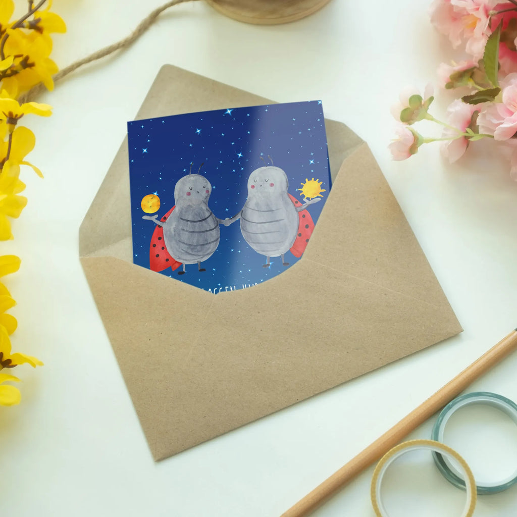 Greetings card Star sign twin greeting card, invitation card, wedding card, folding card, birthday card, constellations, birthdays, astrology, zodiac, date of birth, month of birth, ladybird, gift june, gift may, birthday may, twin gift, lucky beetle, twins, twin sister, twin zodiac sign, twin brother