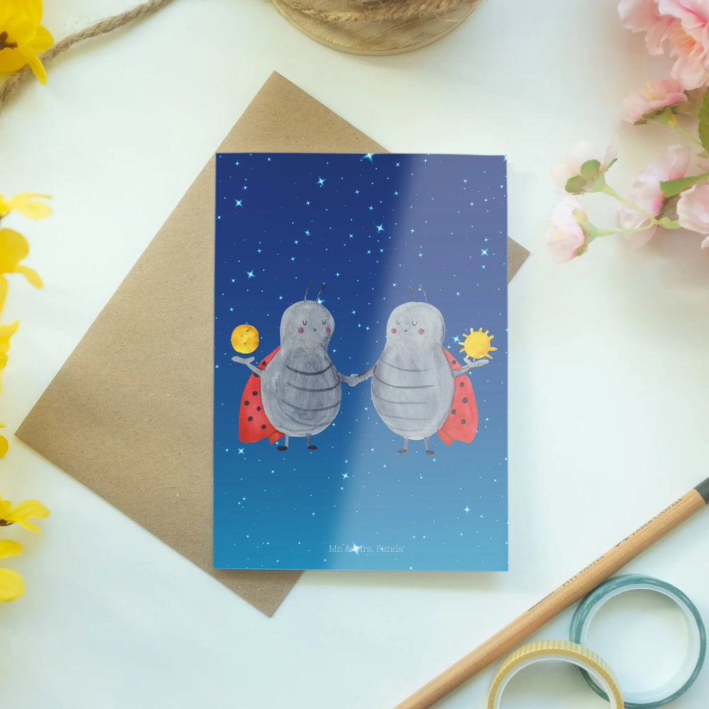Greetings card Star sign twin greeting card, invitation card, wedding card, folding card, birthday card, constellations, birthdays, astrology, zodiac, date of birth, month of birth, ladybird, gift june, gift may, birthday may, twin gift, lucky beetle, twins, twin sister, twin zodiac sign, twin brother