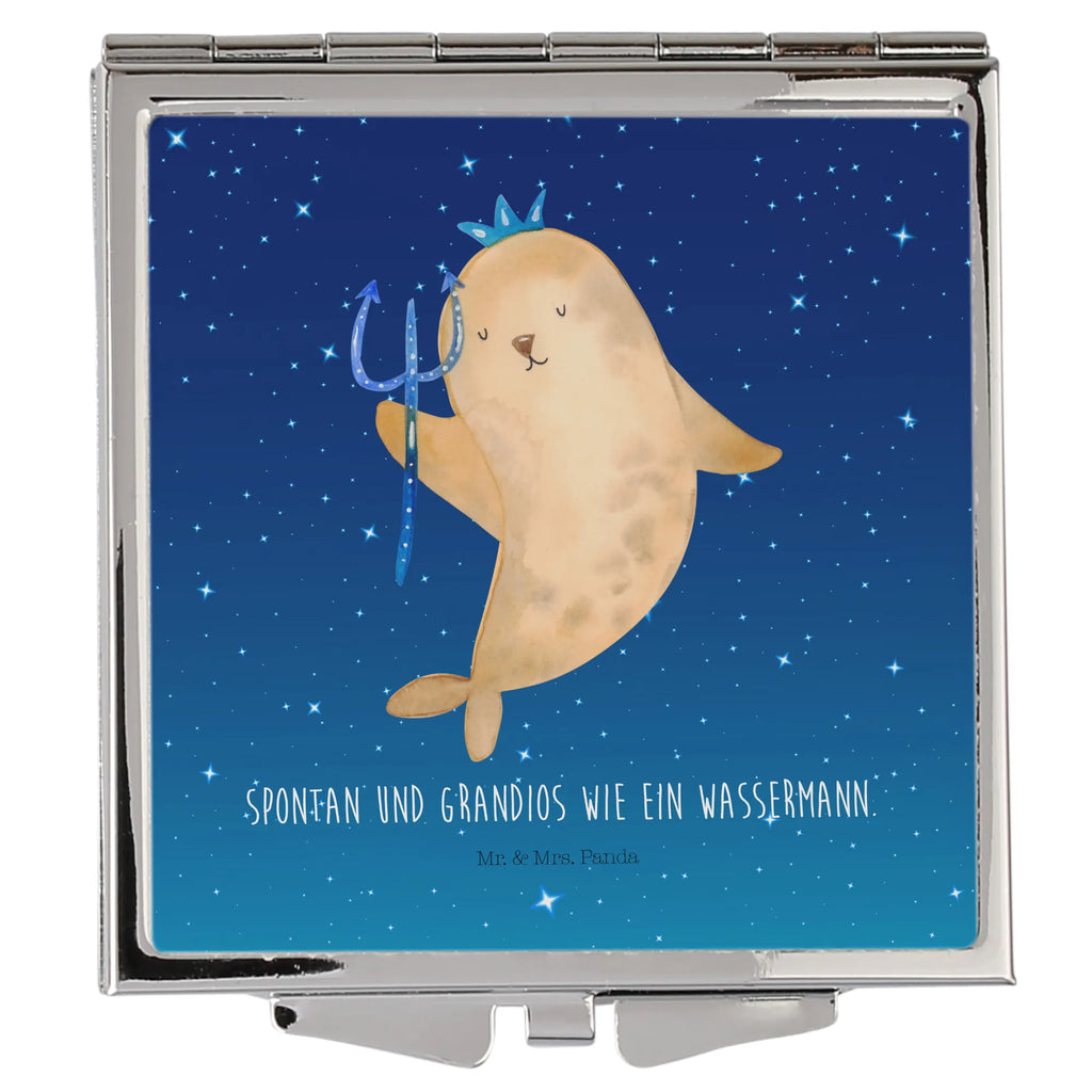 Handbag mirror Star sign Aquarius mirror, handbag, square, make up, make-up mirror, silver, constellations, birthdays, astrology, zodiac, date of birth, month of birth, aquarius zodiac sign, nix, merman, aquarius gift, birthday february, gift january, birthday january, sea gift, gift february