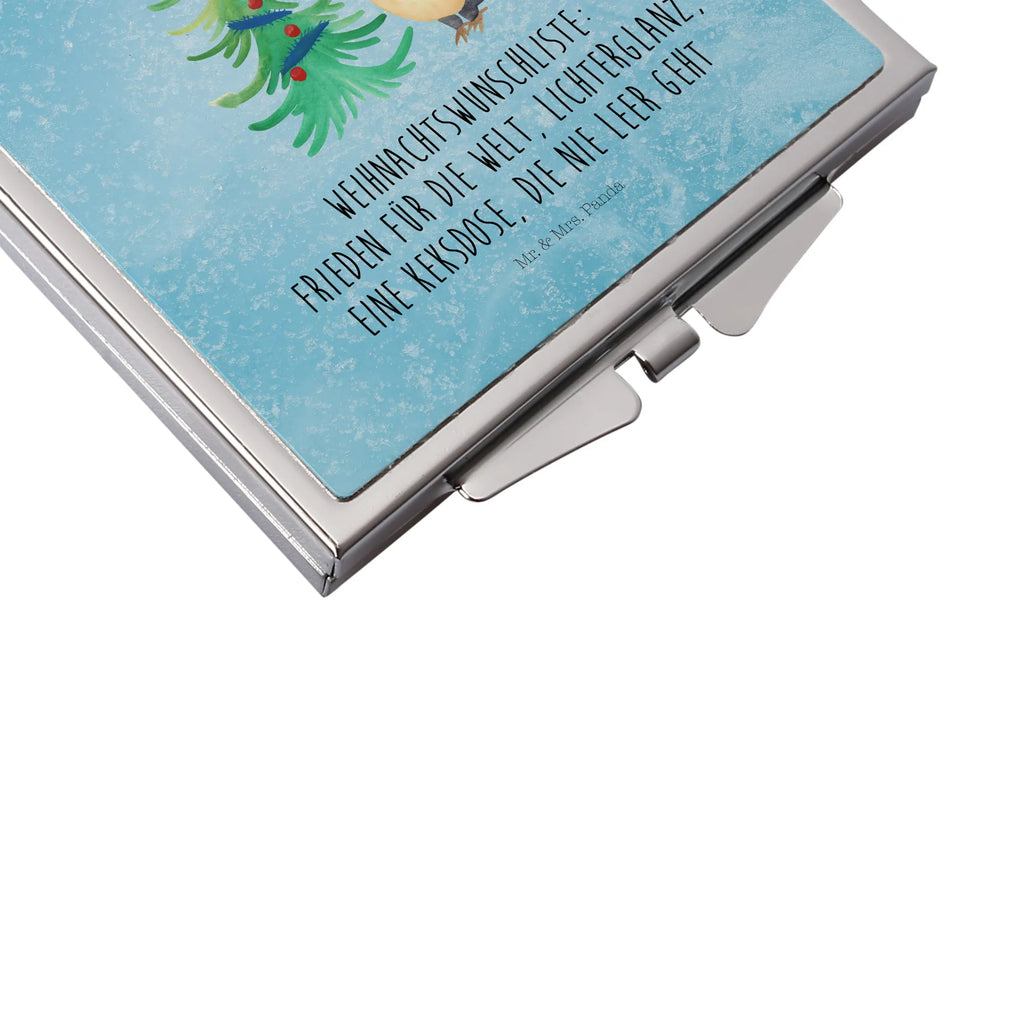 Kwadratowe lusterko do torebki Pingwin choinka Zima, Boże Narodzenie, dekoracje świąteczne, Mikołaj, Adwent, Wigilia, zimowy motyw