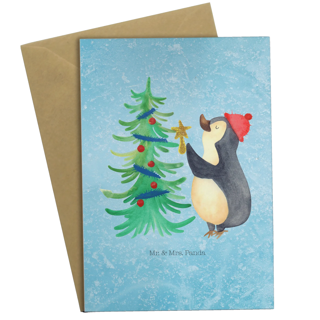 Grußkarte Pinguin Weihnachtsbaum Geburtstagskarte, Ansichtskarten, Glückwunschkarte, Grußkarte, Karte, Hochzeitskarte, Einladungskarte, Klappkarte, Winter, Weihnachten, Weihnachtsdeko, Nikolaus, Advent, Heiligabend, Wintermotiv, Pinguin