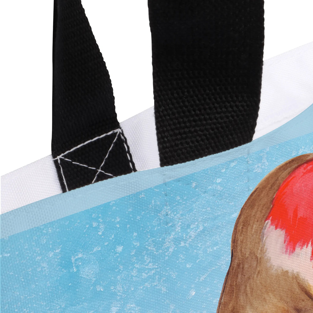 Shopper Rotkehlchen Schlitten Schultasche, Schulbeutel, Einkaufstasche, Alltagstasche, Freizeittasche, Shopper, Strandtasche, Tasche, Einkaufsbeutel, Tragebeutel, Beutel, Winter, Weihnachten, Weihnachtsdeko, Nikolaus, Advent, Heiligabend, Wintermotiv, Vogel, Schlitten