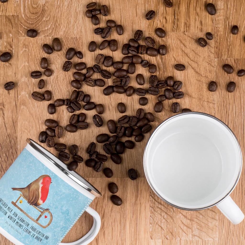 Camping Emaille Tasse Rotkehlchen Schlitten Reisebecher, Tasse, blechbecher, Emaille Becher, wandertasse, Teetasse, Campingtasse, Teebecher, Becher, Kaffeebecher, wanderbecher, Metalltasse, reisetasse, Emaille Tasse, Pott, Campingbecher, metallbecher, Blechtasse, emaillebecher, Tasse Emaille, Trinkbecher, Emailletasse, Kaffeetasse, becher emaille, Weihnachten, Winter, Weihnachtsdeko, Nikolaus, Advent, Heiligabend, Wintermotiv, Vogel, Schlitten
