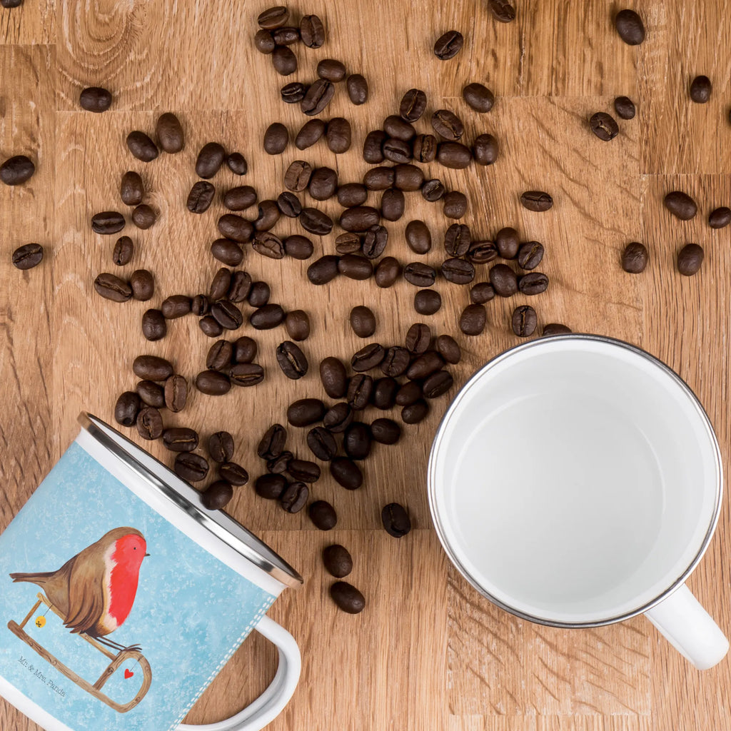 Camping Emaille Tasse Rotkehlchen Schlitten Reisebecher, Tasse, blechbecher, Emaille Becher, wandertasse, Teetasse, Campingtasse, Teebecher, Becher, Kaffeebecher, wanderbecher, Metalltasse, reisetasse, Emaille Tasse, Pott, Campingbecher, metallbecher, Blechtasse, emaillebecher, Tasse Emaille, Trinkbecher, Emailletasse, Kaffeetasse, becher emaille, Weihnachten, Winter, Weihnachtsdeko, Nikolaus, Advent, Heiligabend, Wintermotiv, Vogel, Schlitten