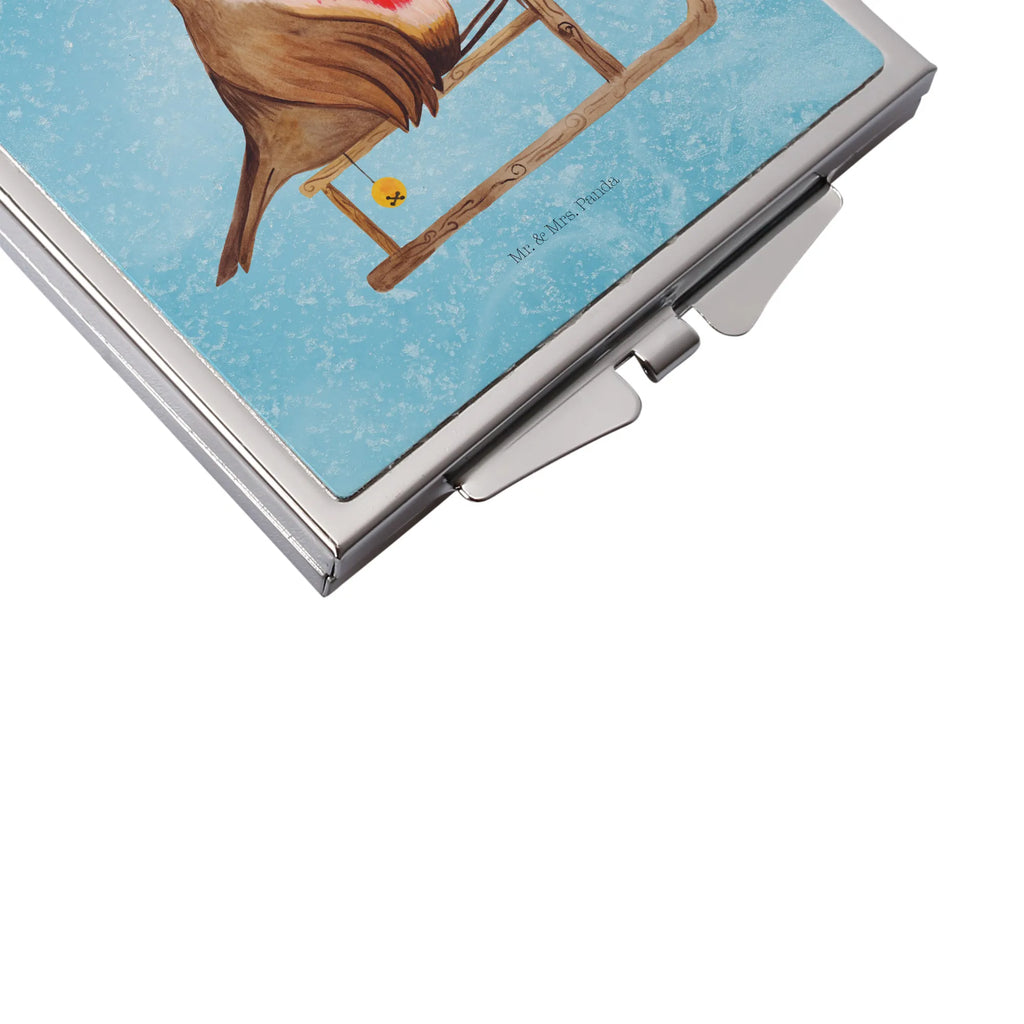 Kwadratowe lusterko do torebki rudzik sanki Zima, Boże Narodzenie, dekoracje świąteczne, Mikołaj, Adwent, Wigilia, zimowy motyw