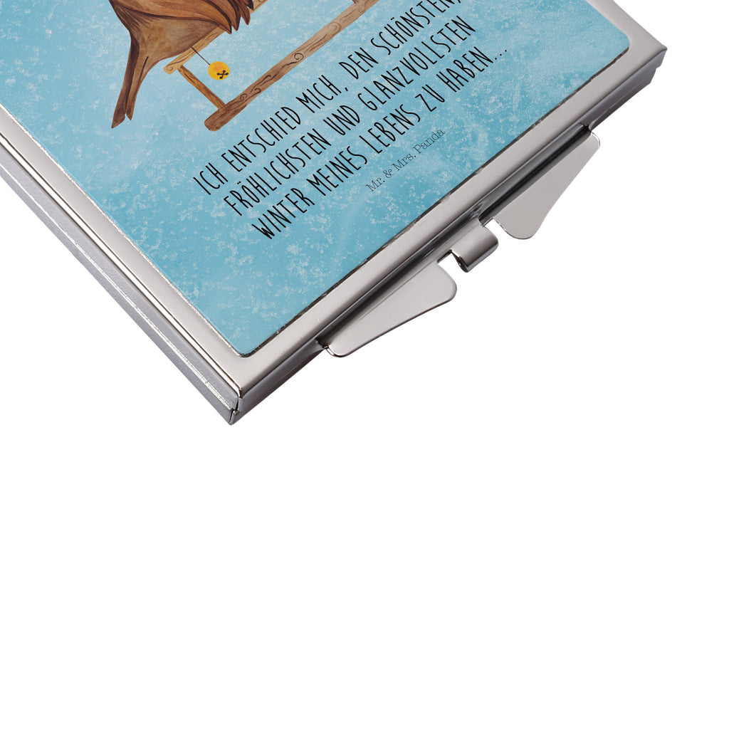 Kwadratowe lusterko do torebki rudzik sanki Zima, Boże Narodzenie, dekoracje świąteczne, Mikołaj, Adwent, Wigilia, zimowy motyw