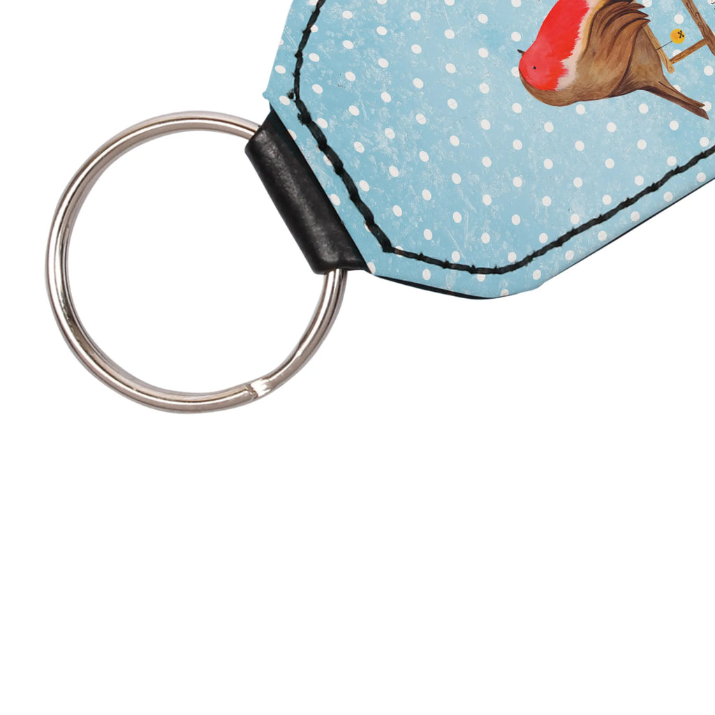 Rectangular key ring robin Sleds bag pendant, lucky charm, key ring, pendant, keychain, Winter, Christmas, Christmas time, snow, sleigh, bird