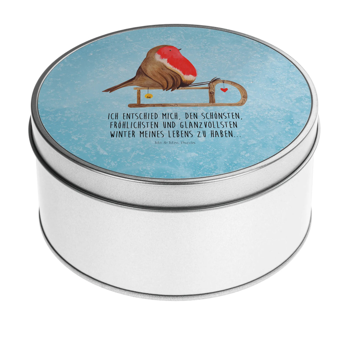 Round tin robin Sleds Christmas time, snow, sleigh, bird