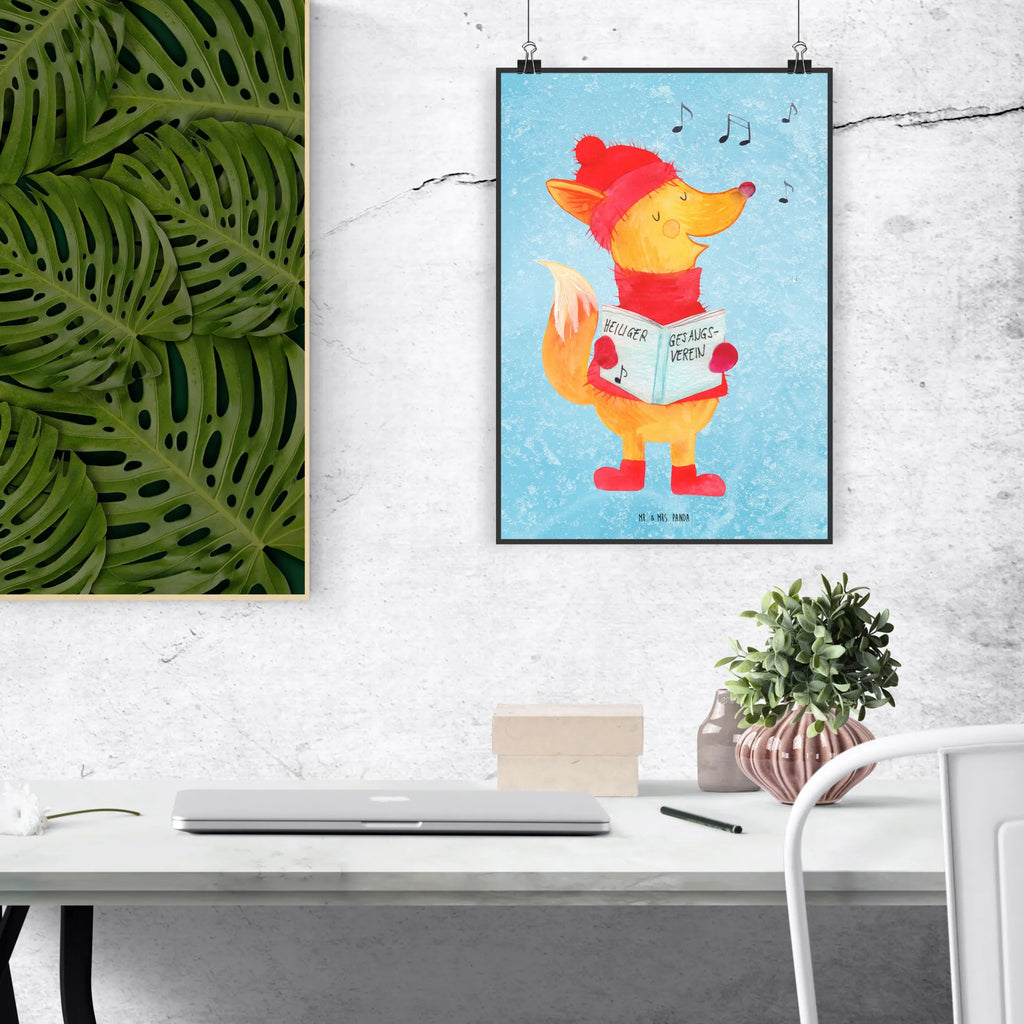 Plakat lis Śpiewak kunstdruck poster, drucke, Wandbild, kunst für die wand, kunstposter, Poster, grafikposter, Kunstdruck, Posterdruck, Mr. & Mrs. Panda Poster, Plakat, wandkunst, Bild, Bild für Wand, Wanddeko Bild, Wandposter, Designposter, wanddeko, Wanddekoration, Wandschmuck, wanddruck, Deko Bild, Wintermotiv, Heiligabend, Advent, Nikolaus, Weihnachtsdeko, Winter, Weihnachten, Sänger, Singen, Füchse, Fuchs, Geschenk Sänger, Weihnachtslieder