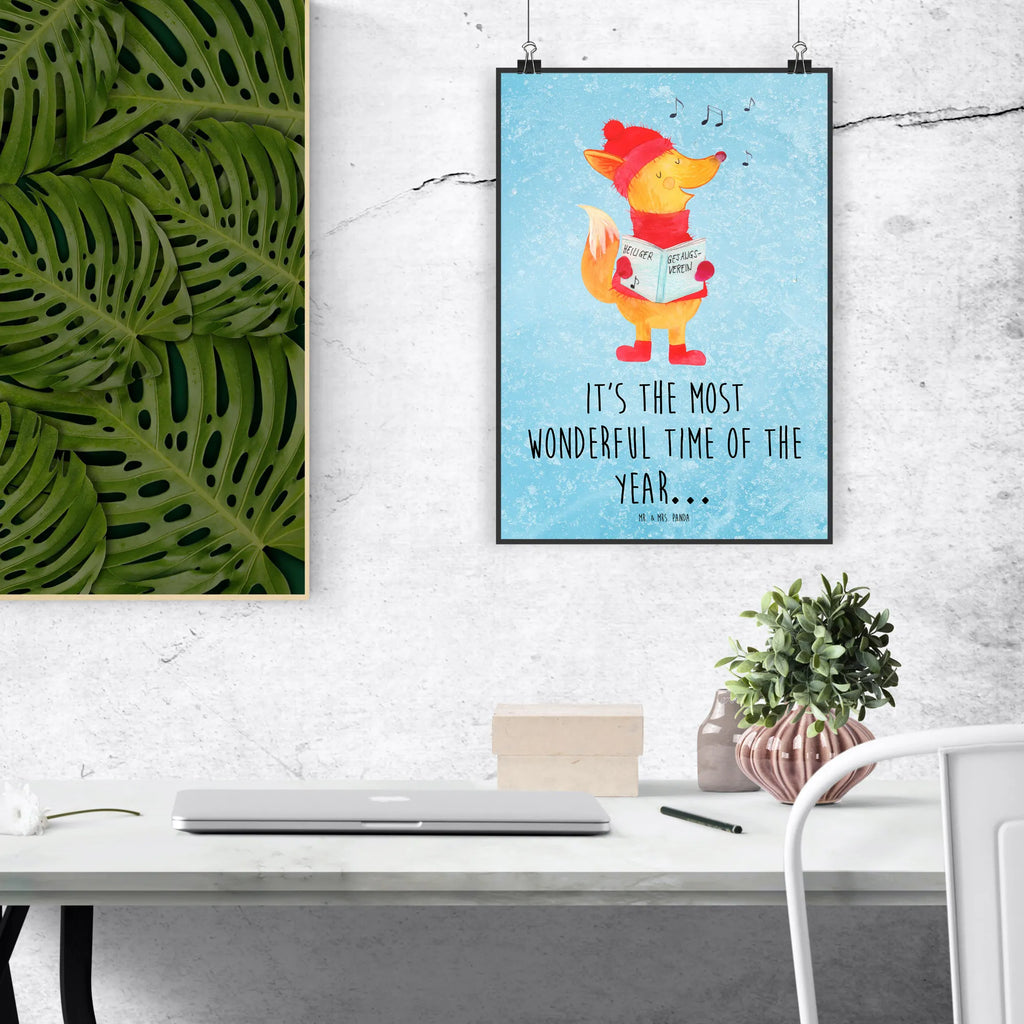 Plakat lis Śpiewak kunstdruck poster, drucke, Wandbild, kunst für die wand, kunstposter, Poster, grafikposter, Kunstdruck, Posterdruck, Mr. & Mrs. Panda Poster, Plakat, wandkunst, Bild, Bild für Wand, Wanddeko Bild, Wandposter, Designposter, wanddeko, Wanddekoration, Wandschmuck, wanddruck, Deko Bild, Wintermotiv, Heiligabend, Advent, Nikolaus, Weihnachtsdeko, Winter, Weihnachten, Sänger, Singen, Füchse, Fuchs, Geschenk Sänger, Weihnachtslieder