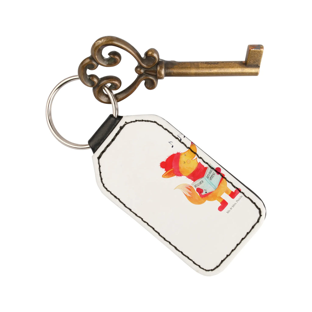 Rectangular key ring Fox Singer key ring, pendant, lucky charm, bag pendant, keychain, Winter, Christmas, Christmas time, snow