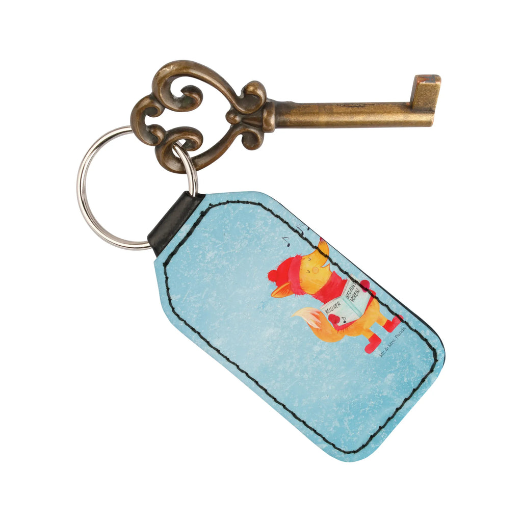 Rectangular key ring Fox Singer key ring, pendant, lucky charm, bag pendant, keychain, Winter, Christmas, Christmas time, snow