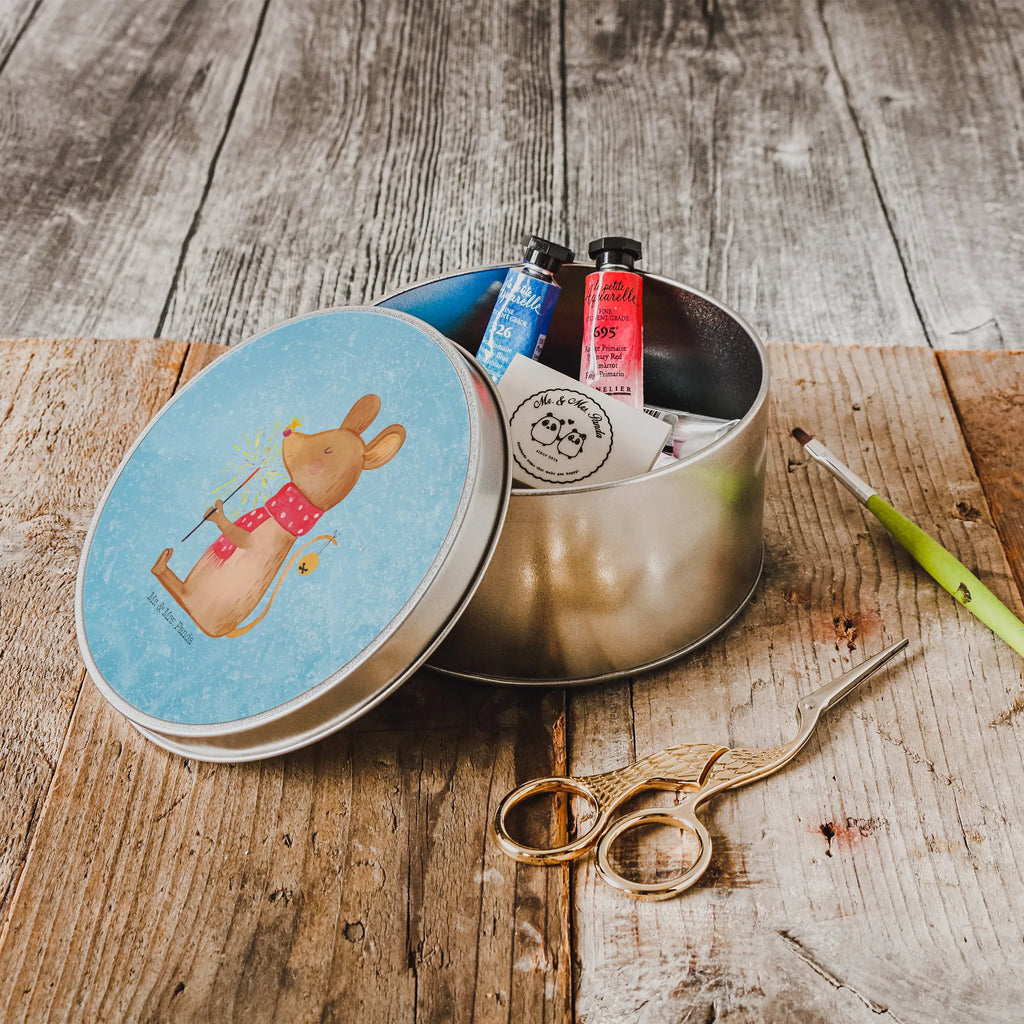 okrągła puszka z blachy mysz Boże Narodzenie Zima, Boże Narodzenie, dekoracje świąteczne, Mikołaj, Adwent, Wigilia, zimowy motyw