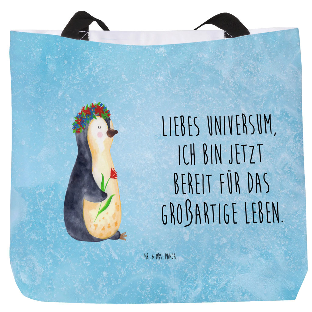 Shopper Pinguin Blumen Tüte, Strandtasche, XXL Tasche, Ausflug, Schulbeutel, Schultasche, Freizeittasche, Alltagstasche, Schultertasche, XL, Beutel, Tragebeutel, Stofftasche, Einkaufsbeutel, Shopper, Einkaufstasche, Pinguin, Geschenkidee, Liebeskummer, Motivation, Lebenslust, Lebensziele, Universum, Pinguine, Blumenkranz, Ziele, Wünsche, Leben