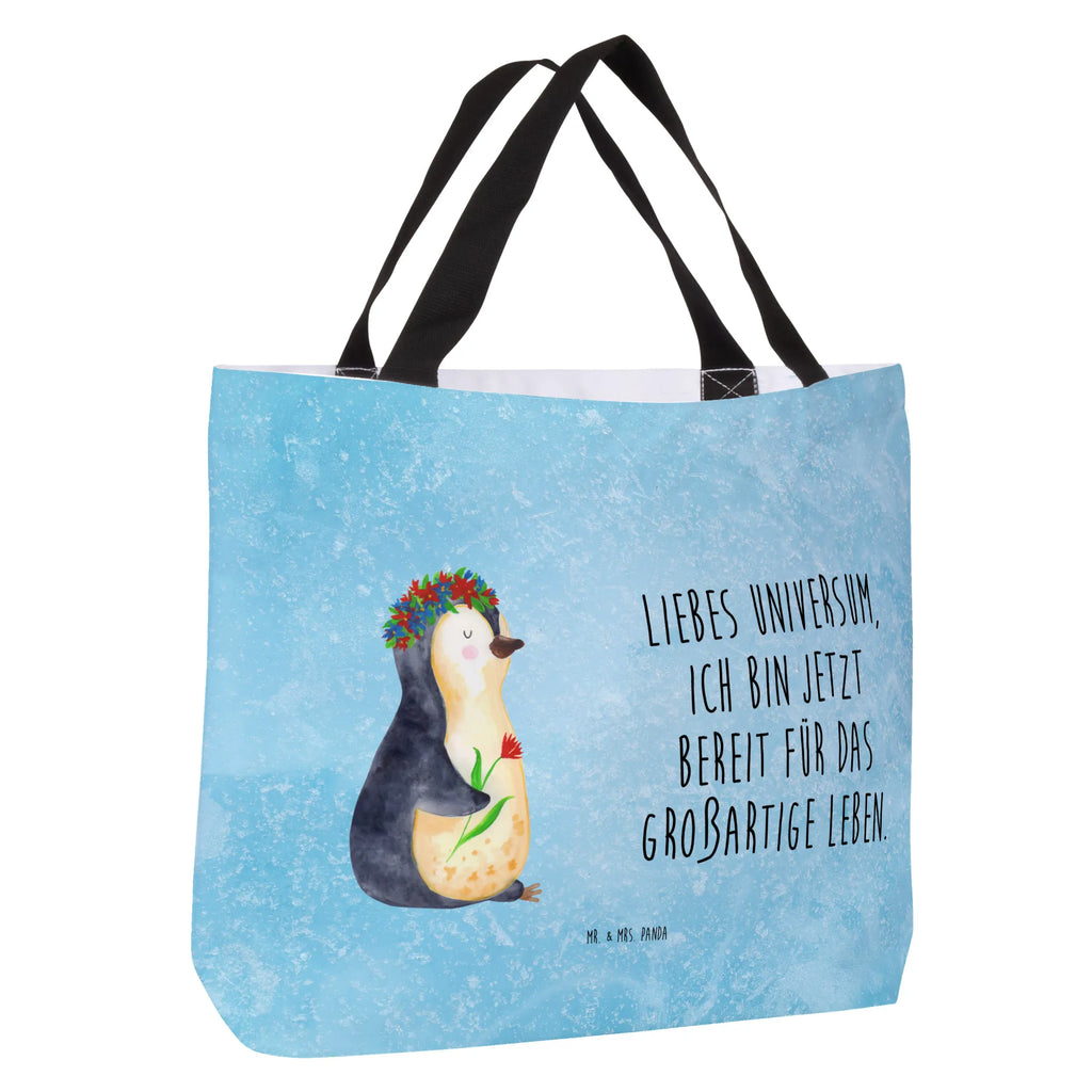 Shopper Pinguin Blumen Tüte, Strandtasche, XXL Tasche, Ausflug, Schulbeutel, Schultasche, Freizeittasche, Alltagstasche, Schultertasche, XL, Beutel, Tragebeutel, Stofftasche, Einkaufsbeutel, Shopper, Einkaufstasche, Pinguin, Geschenkidee, Liebeskummer, Motivation, Lebenslust, Lebensziele, Universum, Pinguine, Blumenkranz, Ziele, Wünsche, Leben