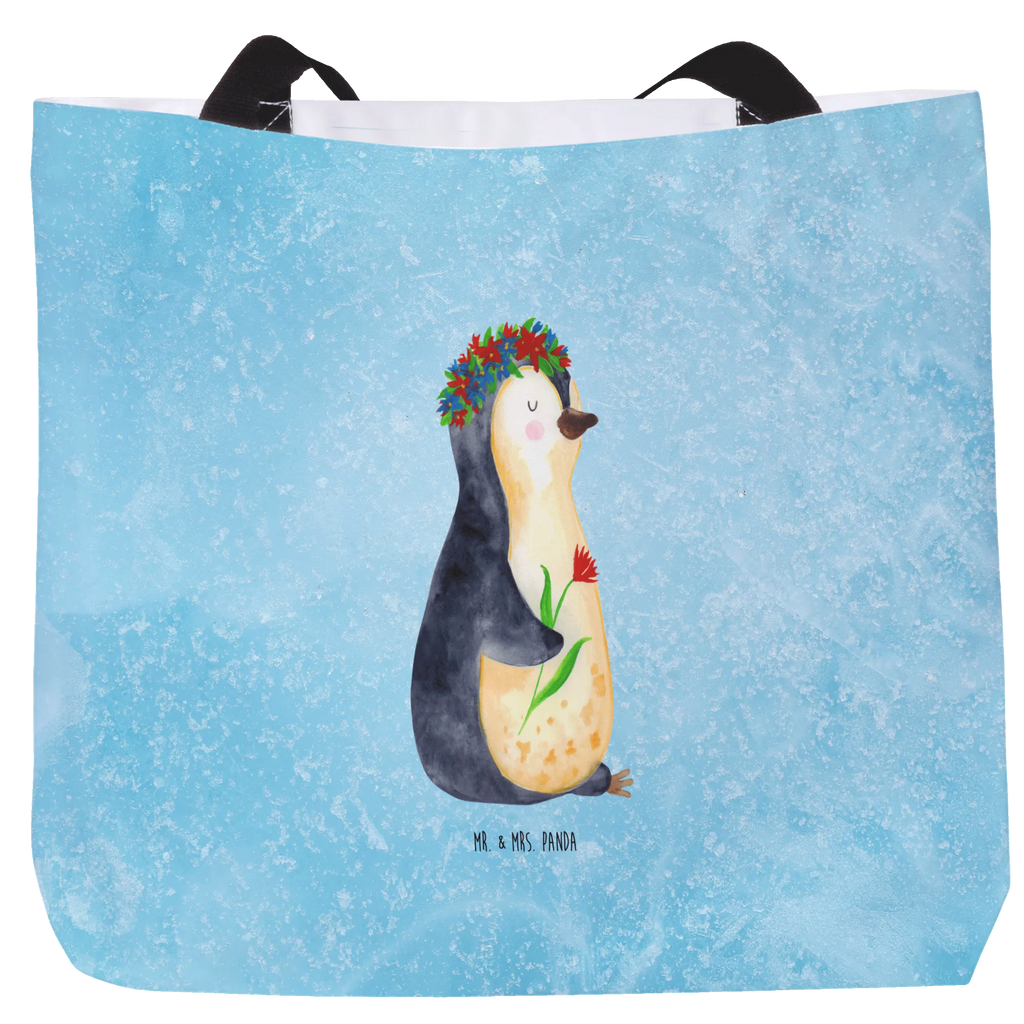 Shopper Pinguin Blumen Tüte, Strandtasche, XXL Tasche, Ausflug, Schulbeutel, Schultasche, Freizeittasche, Alltagstasche, Schultertasche, XL, Beutel, Tragebeutel, Stofftasche, Einkaufsbeutel, Shopper, Einkaufstasche, Pinguin, Geschenkidee, Liebeskummer, Motivation, Lebenslust, Lebensziele, Universum, Pinguine, Blumenkranz, Ziele, Wünsche, Leben