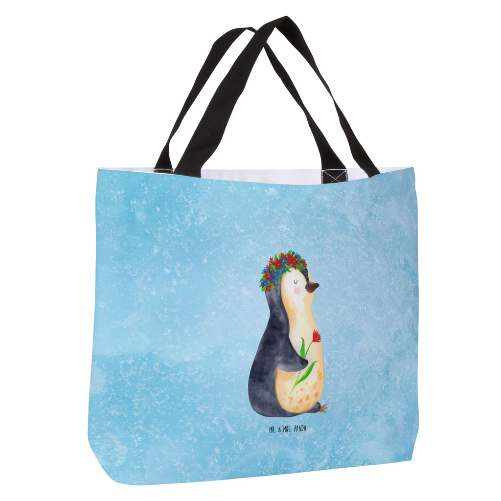 Shopper Pinguin Blumen Tüte, Strandtasche, XXL Tasche, Ausflug, Schulbeutel, Schultasche, Freizeittasche, Alltagstasche, Schultertasche, XL, Beutel, Tragebeutel, Stofftasche, Einkaufsbeutel, Shopper, Einkaufstasche, Pinguin, Geschenkidee, Liebeskummer, Motivation, Lebenslust, Lebensziele, Universum, Pinguine, Blumenkranz, Ziele, Wünsche, Leben