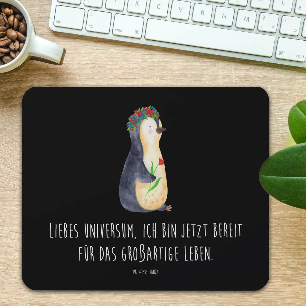 Mouse mat Penguin Flower Designer Mauspad, Mauspad Büro, Computer zubehör, Mauspad, Mousepad, PC Zubehör, Arbeitszimmer, Büroausstattung, Mausunterlage, Einzigartiges Mauspad, Pinguin, Lebenslust, Pinguine, Lebensziele, Geschenkidee, Blumenkranz, Wünsche, Leben, Ziele, Universum, Liebeskummer, Motivation