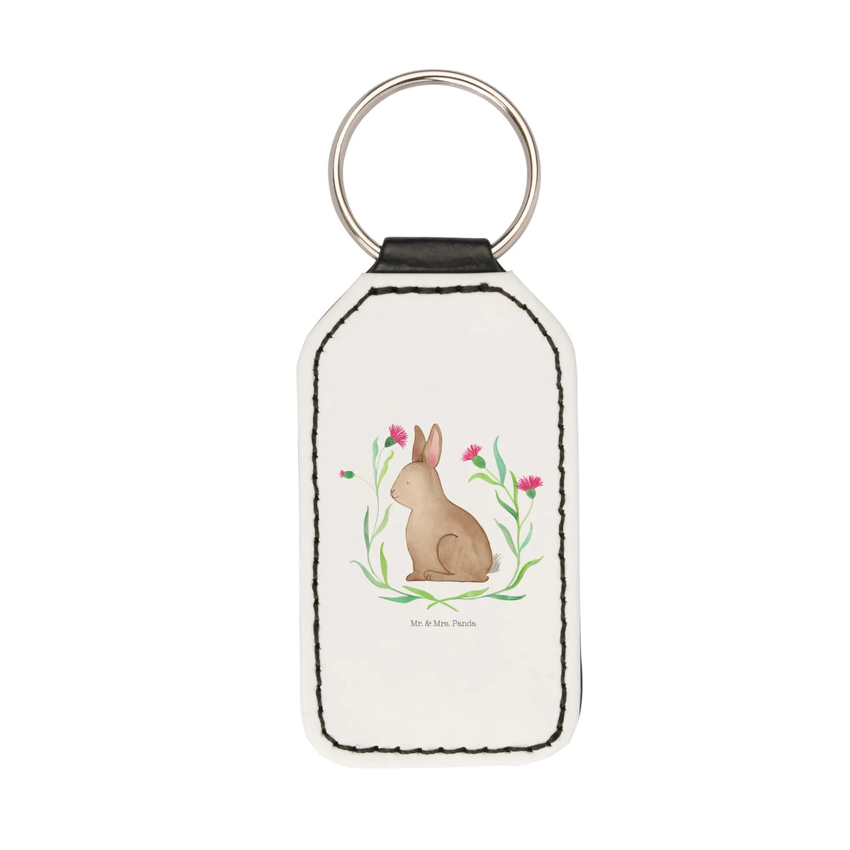 Rectangular key ring Hare Sit lucky charm, keychain, key ring, pendant, bag pendant, Easter, Easter bunny, Easter flower, Greetings, Hare, Rabbit, Happy Easter, Easter greetings, Love