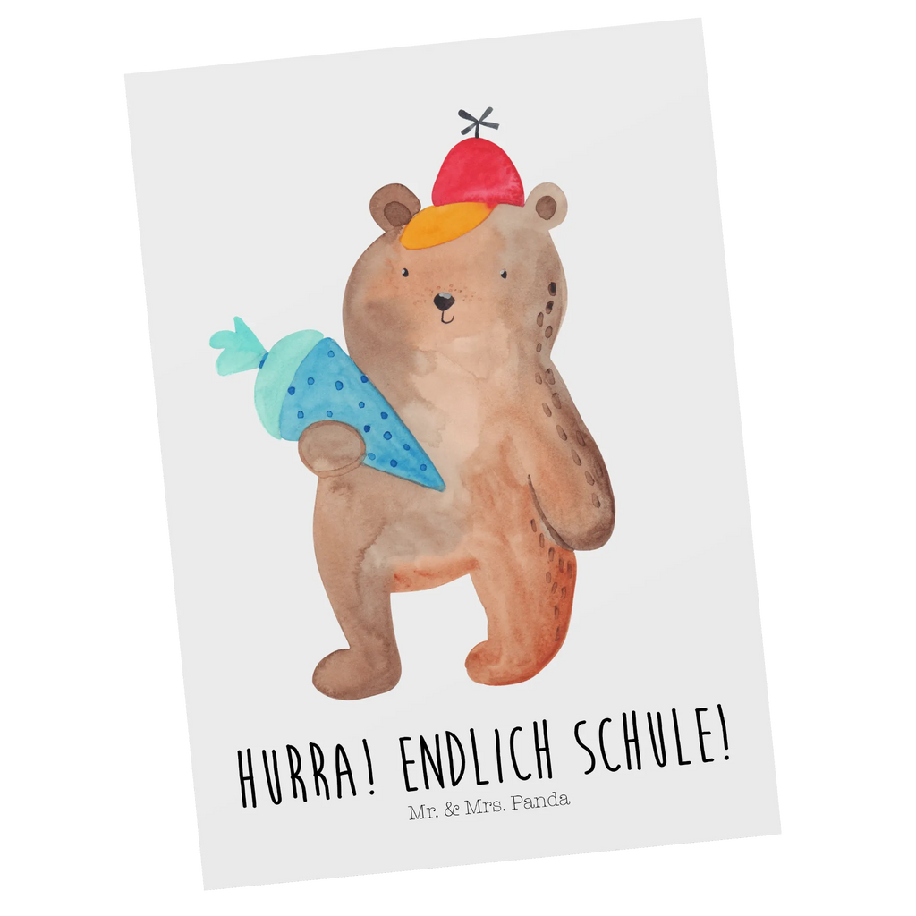 Postcard bear School cone letter, invitation card, gift card, card, Postcard, gift, invitation, paper, postcards, bear, teddy, teddy bear, cuddly toy, First day of school gift, School enrolment gift, Starting school, Bear motif, School gift, School bag, Primary school