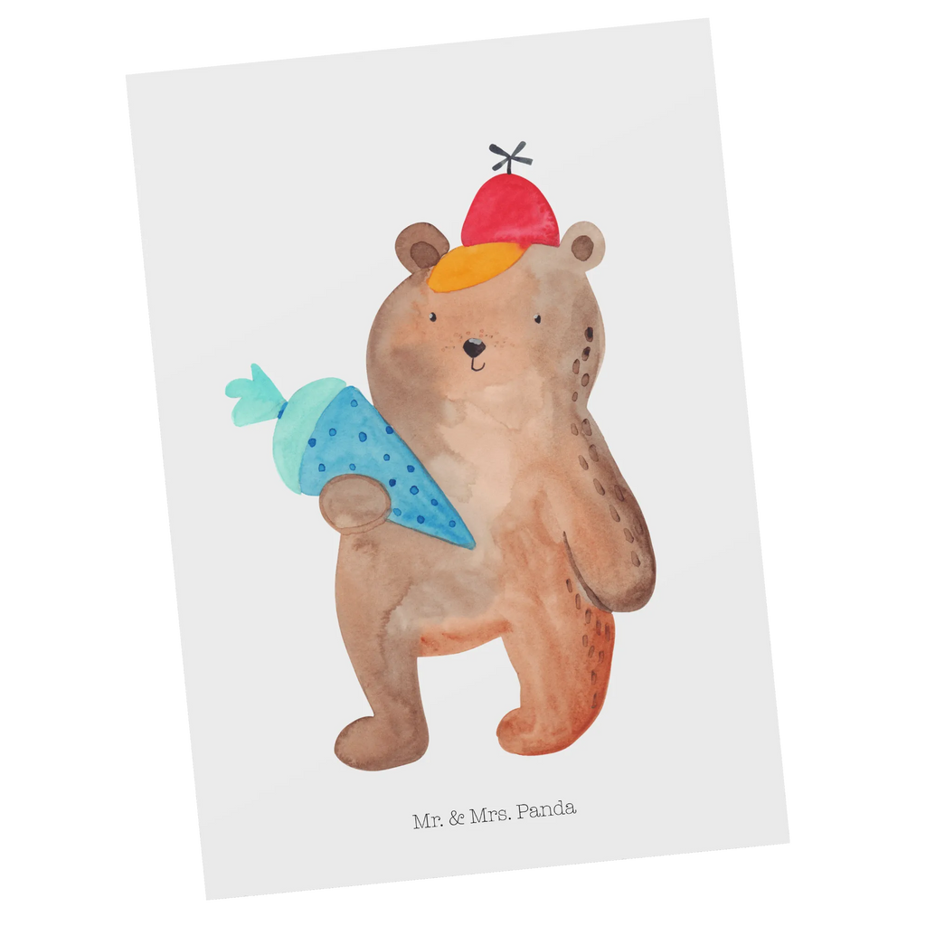 Postcard bear School cone letter, invitation card, gift card, card, Postcard, gift, invitation, paper, postcards, bear, teddy, teddy bear, cuddly toy, First day of school gift, School enrolment gift, Starting school, Bear motif, School gift, School bag, Primary school