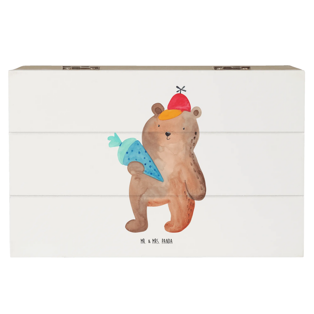 Holzkiste Bär mit Schultüte Aufbewahrungsbox, Geschenkdose, Holzkiste, XXL, Schatzkiste, Erinnerungsbox, Schatulle, Geschenkbox, Dekokiste, Truhe, Erinnerungskiste, Kiste, Bär, Teddy, Teddybär, Bär Motiv, Einschulung Geschenk, Schulanfang, Schule Geschenk, Schulbeginn, Erster Schultag Geschenk, Grundschule, Schultüte