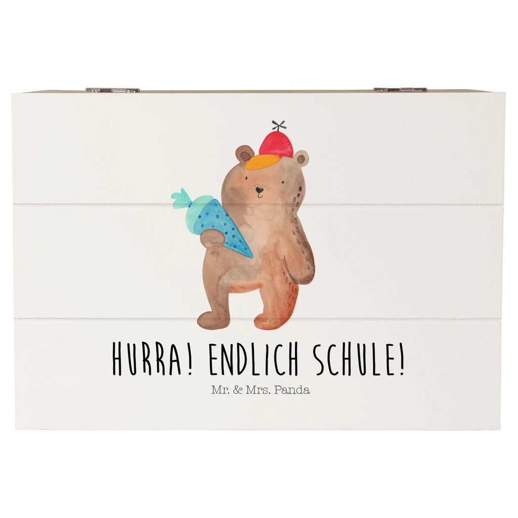 Holzkiste Bär mit Schultüte Aufbewahrungsbox, Geschenkdose, Holzkiste, XXL, Schatzkiste, Erinnerungsbox, Schatulle, Geschenkbox, Dekokiste, Truhe, Erinnerungskiste, Kiste, Bär, Teddy, Teddybär, Bär Motiv, Einschulung Geschenk, Schulanfang, Schule Geschenk, Schulbeginn, Erster Schultag Geschenk, Grundschule, Schultüte