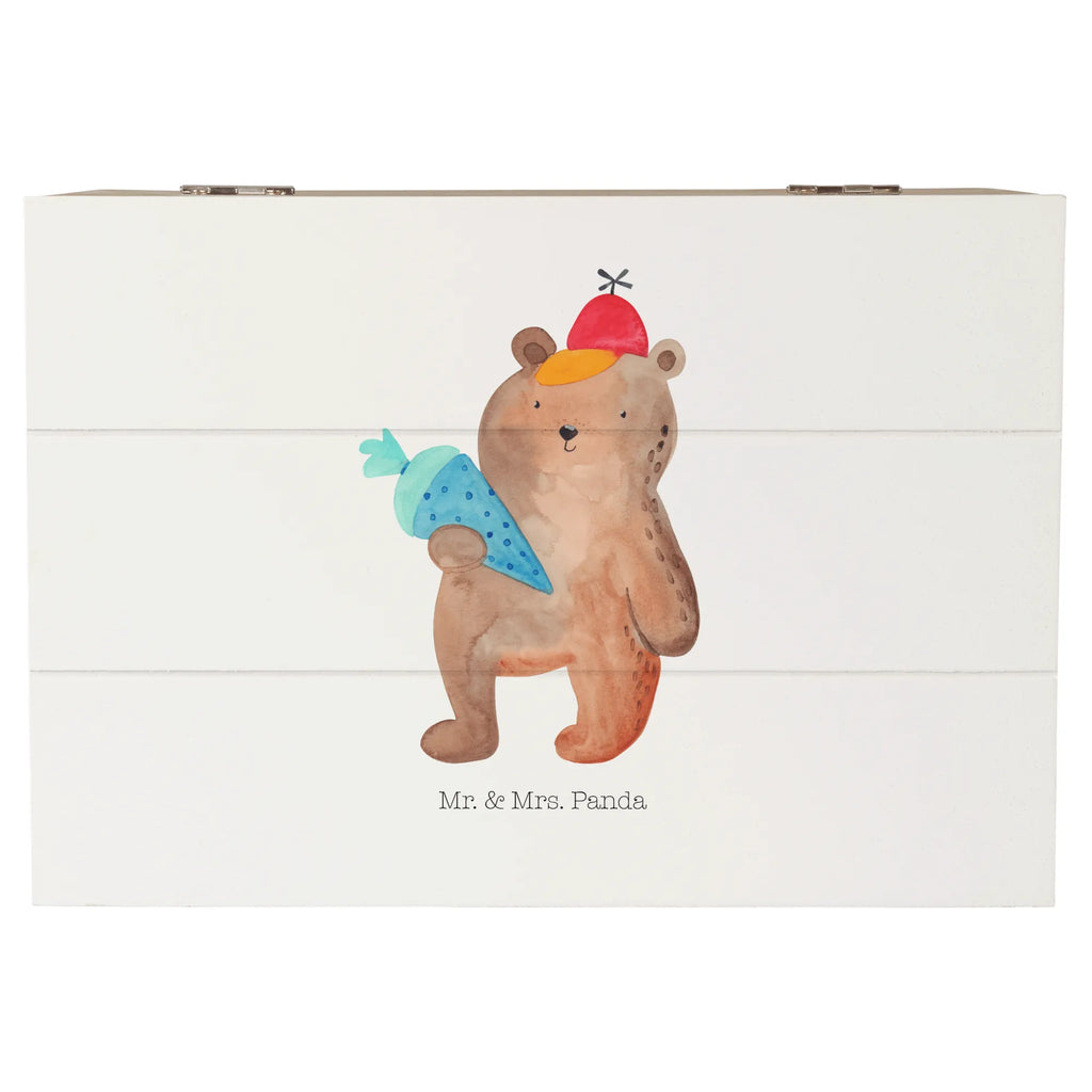 Holzkiste Bär mit Schultüte Aufbewahrungsbox, Geschenkdose, Holzkiste, XXL, Schatzkiste, Erinnerungsbox, Schatulle, Geschenkbox, Dekokiste, Truhe, Erinnerungskiste, Kiste, Bär, Teddy, Teddybär, Bär Motiv, Einschulung Geschenk, Schulanfang, Schule Geschenk, Schulbeginn, Erster Schultag Geschenk, Grundschule, Schultüte