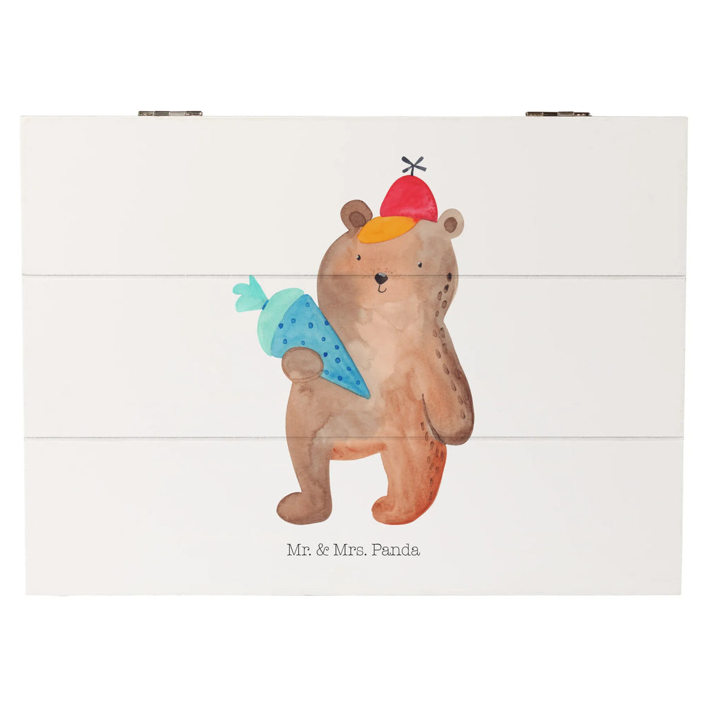 Holzkiste Bär mit Schultüte Aufbewahrungsbox, Geschenkdose, Holzkiste, XXL, Schatzkiste, Erinnerungsbox, Schatulle, Geschenkbox, Dekokiste, Truhe, Erinnerungskiste, Kiste, Bär, Teddy, Teddybär, Bär Motiv, Einschulung Geschenk, Schulanfang, Schule Geschenk, Schulbeginn, Erster Schultag Geschenk, Grundschule, Schultüte