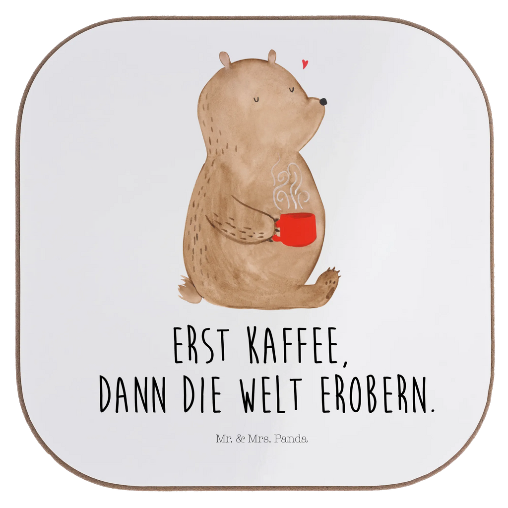 Quadratische Untersetzer Bär Kaffee Holzuntersetzer, Bierdeckel, Untersetzer, Untersetzer Design, Untersetzer Gläser, Untersetzer Holz, Glasuntersetzer, Korkuntersetzer, Tassen Untersetzer, Untersetzer aus Holz, Getränkeuntersetzer, Untersetzer für Gläser, Bär, Teddy, Teddybär, Coffee, Welt erobern, Kaffee, Welt retten, guten Morgen, Motivation, Morgenroutine, Bären