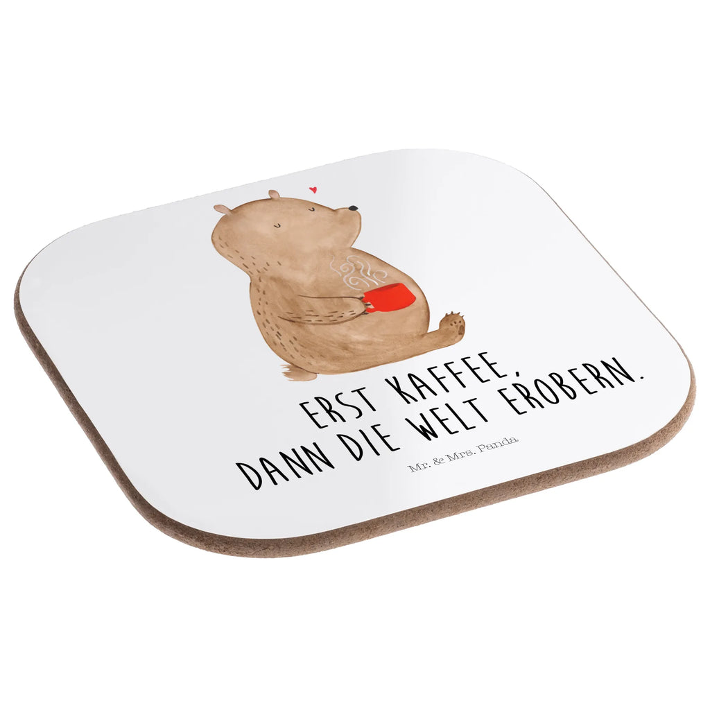 Quadratische Untersetzer Bär Kaffee Holzuntersetzer, Bierdeckel, Untersetzer, Untersetzer Design, Untersetzer Gläser, Untersetzer Holz, Glasuntersetzer, Korkuntersetzer, Tassen Untersetzer, Untersetzer aus Holz, Getränkeuntersetzer, Untersetzer für Gläser, Bär, Teddy, Teddybär, Coffee, Welt erobern, Kaffee, Welt retten, guten Morgen, Motivation, Morgenroutine, Bären