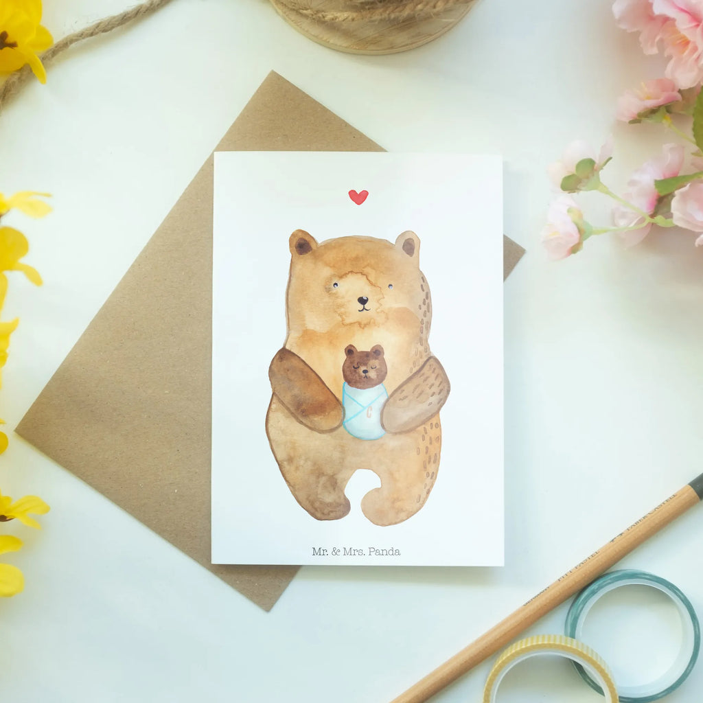 Greetings card bear infant wedding card, greeting card, invitation card, birthday card, folding card, bear, teddy, teddy bear, cuddly toy, baptism, birthday, birth, baby, nephew, grandchild, niece, parents, congratulations, baptized child, mother, grandson