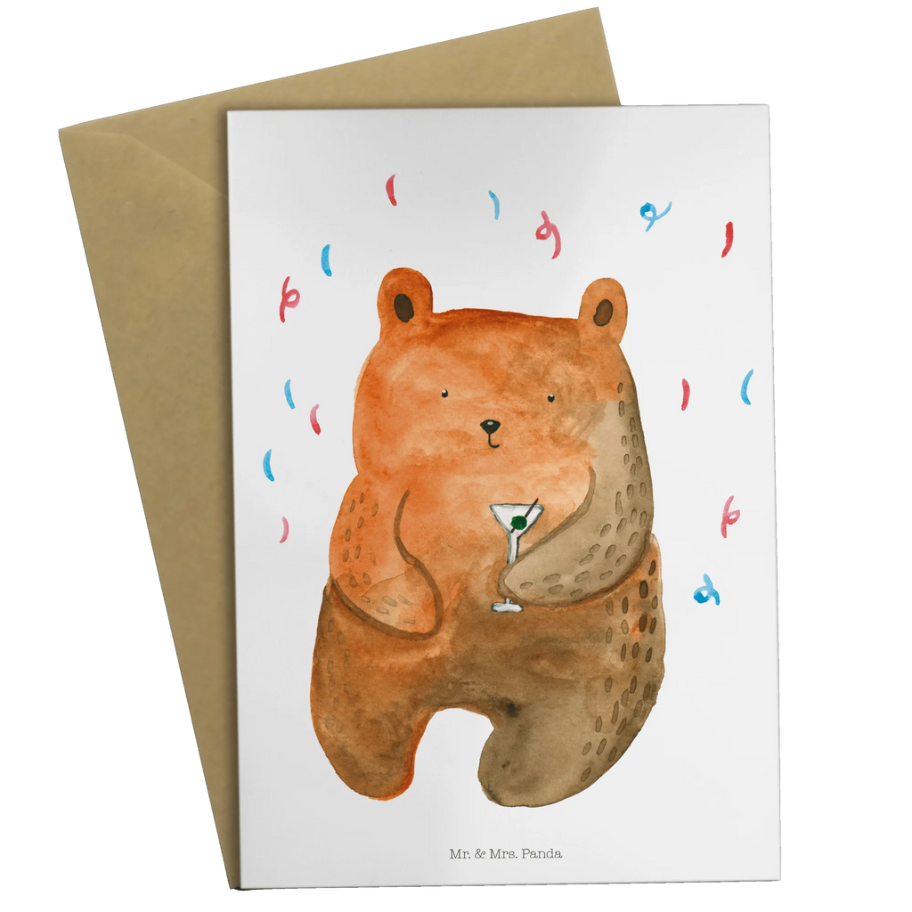 Greetings card bear party greeting card, birthday card, folding card, invitation card, wedding card, bear, teddy, teddy bear, cuddly toy, Partying, Birthday, Good mood, Present, Funny, Celebrate, Birthday present, Party, Bring a present