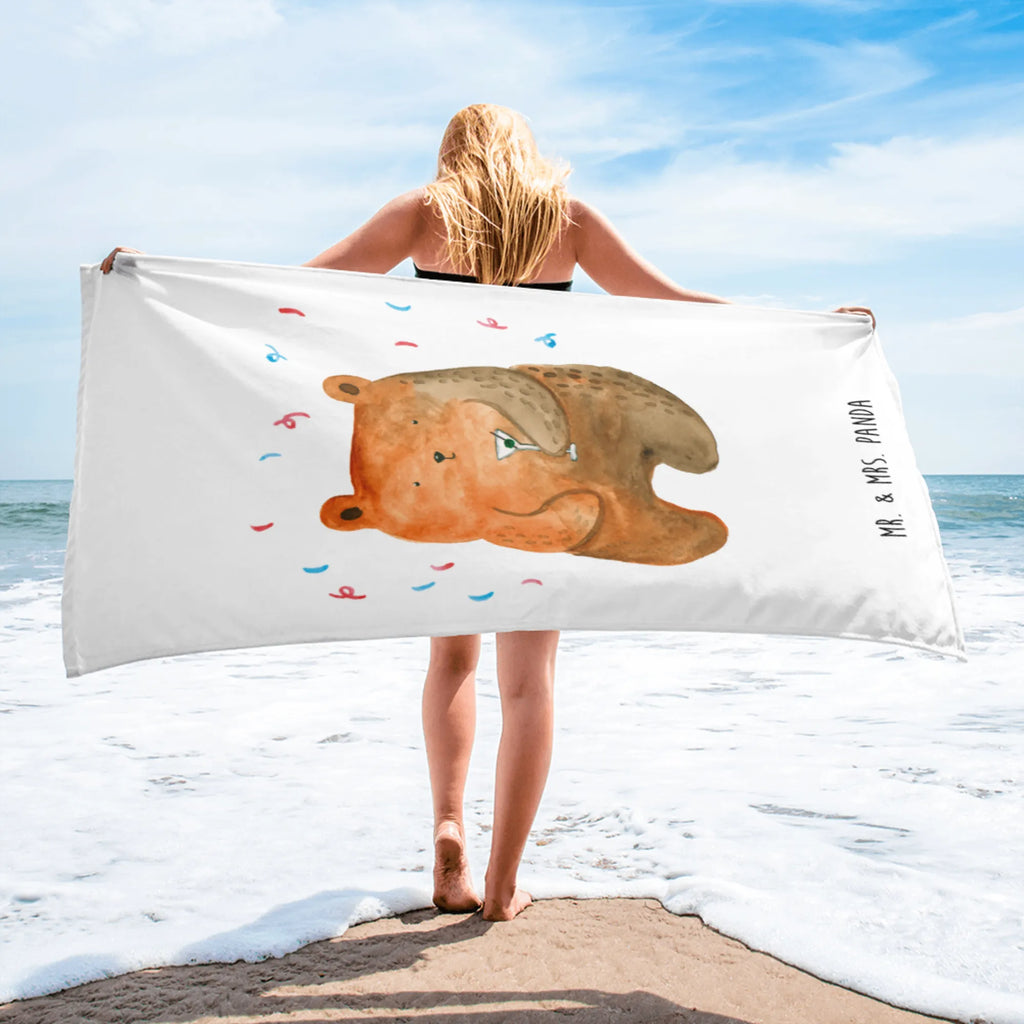 XL bath towel bear party extra large swim towel, XL bath towel, luxury bath sheet, large beach towel, spa towel, oversized towel, bear, teddy, teddy bear, cuddly toy, Funny, Celebrate, Birthday, Partying, Birthday present, Bring a present, Present, Good mood, Party