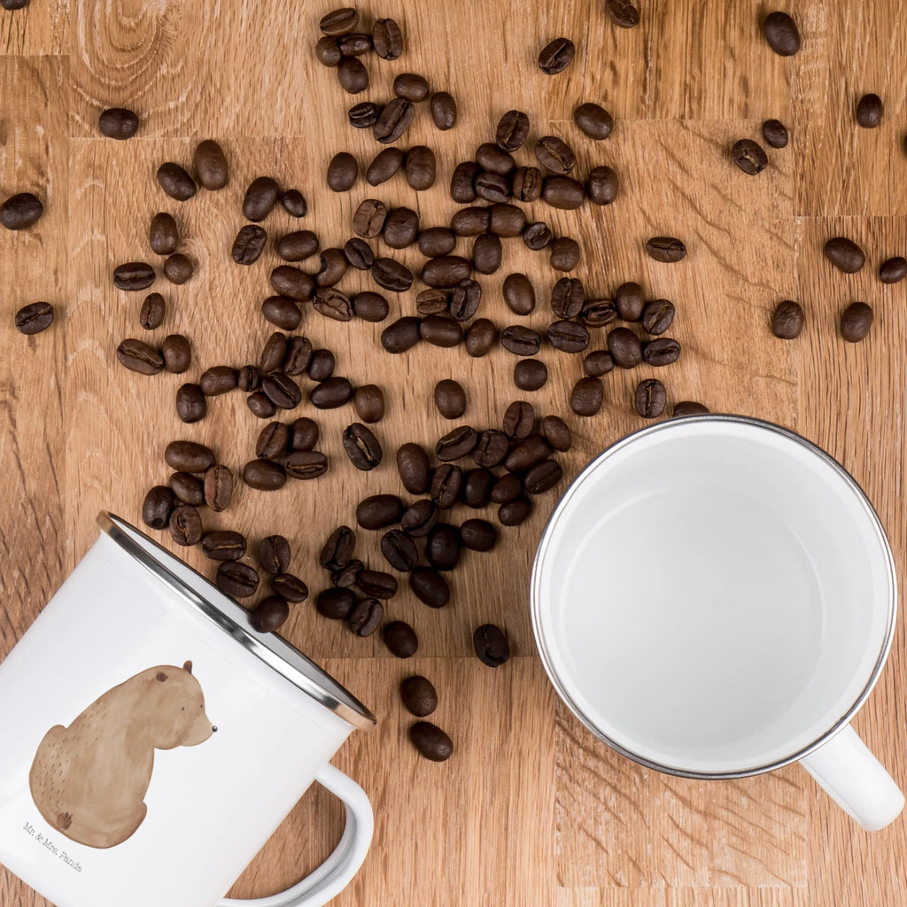 Enamel camping mug bear shoulder look lightweight camping mug, enamel drinking mug, enamel camping cup, backpacking mug, tin coffee cup, camp coffee mug, camper mug, metal cup, metal camping mug, adventure mug, bushcraft mug, steel mug for camping, campfire mug, travel mug, stainless steel drinking cup, camping metal cup, outdoor cup, camping mug, hiking mug, enamel mug, bear, teddy, teddy bear, cuddly toy, world view, motivation, self-esteem, bear love, wisdom, bears