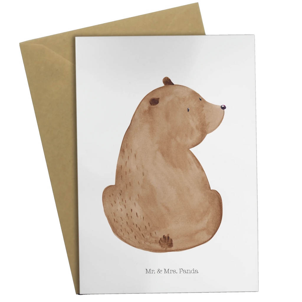 Kartka okolicznościowa niedźwiedź spojrzenie przez ramię Geburtstagskarte, Ansichtskarten, Karte, Glückwunschkarte, Einladungskarte, Hochzeitskarte, Grußkarte, Klappkarte, Bär, Teddy, Teddybär, Motivation, Bärenliebe, Weltansicht, Weisheit, Bären, Selbstachtung