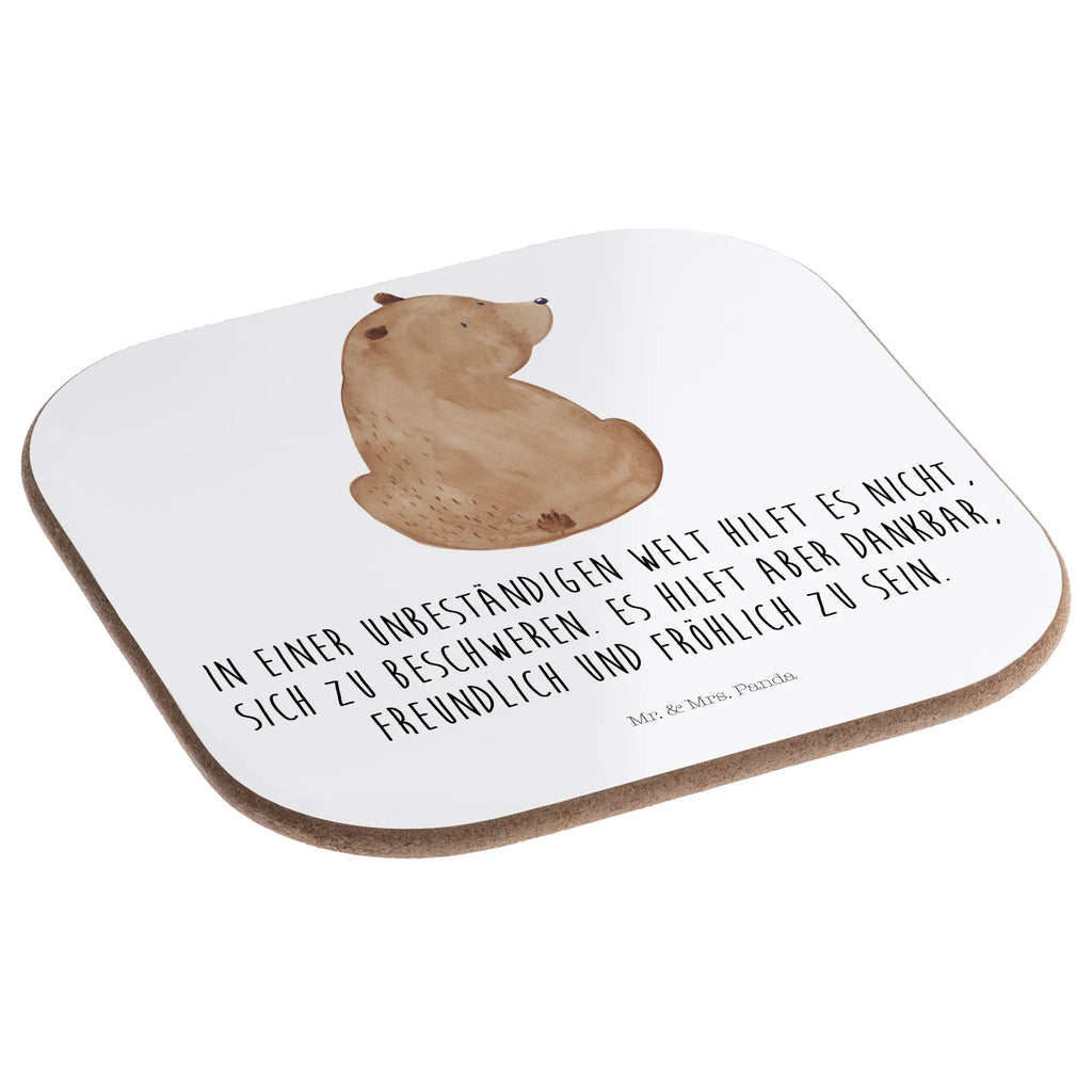 Square coaster bear shoulder look glass coasters, gift, gifts, party, Coasters, presents, breakfast, bear, teddy, teddy bear, cuddly toy, self-esteem, motivation, bear love, wisdom, bears, world view